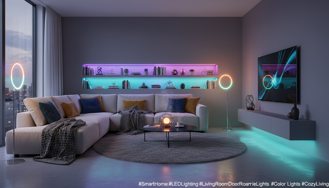 Smart LED lights in a cozy living room